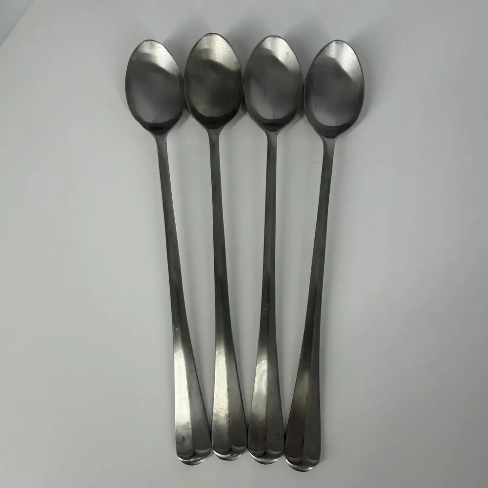 4X LH Tsp Cooper Bros QUEEN ANNE Stainless Long Malt Iced Tea Spoons England
